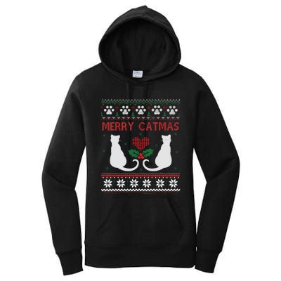 Funny Cat Lover Merry Catmas Ugly Christmas Women's Pullover Hoodie