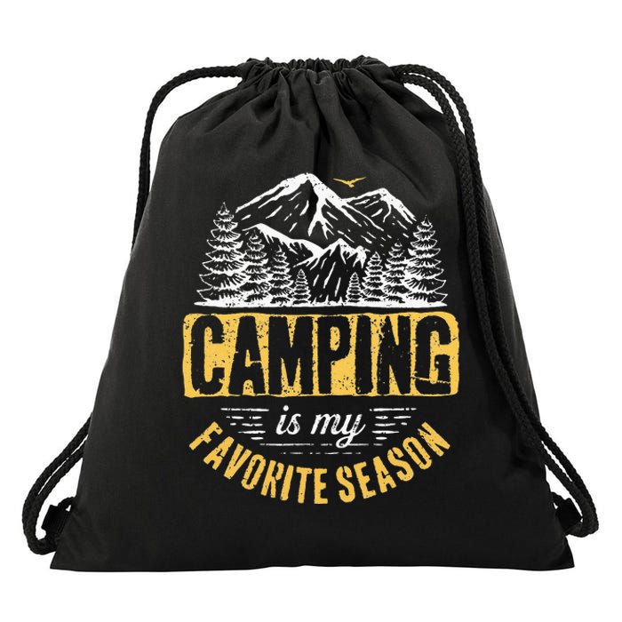 Funny Camping Lover Outdoor Camper Camping Favorite Season Drawstring Bag