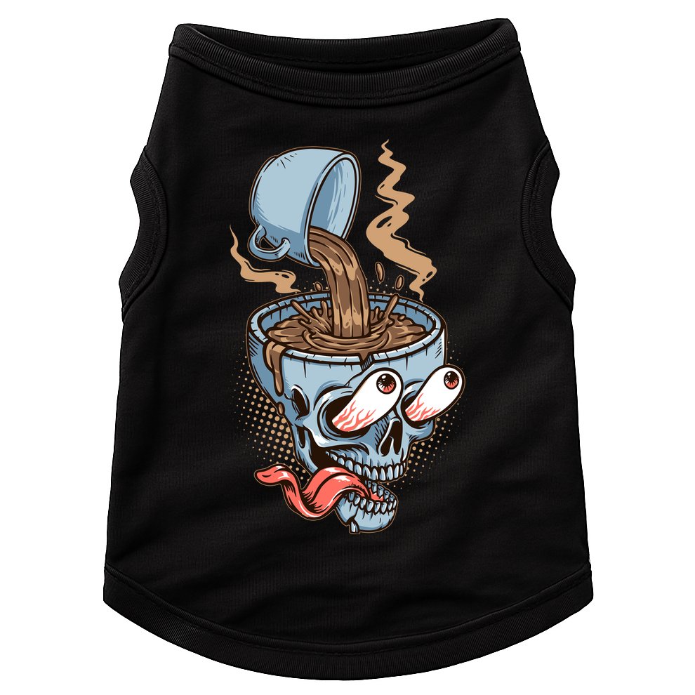 Funny Coffee Lover Addict Skull Doggie Tank