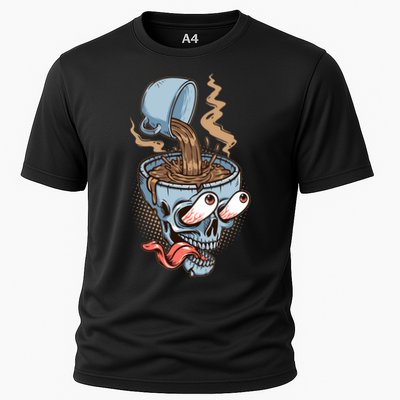 Funny Coffee Lover Addict Skull Performance Shirt