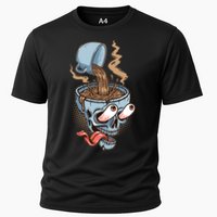 Funny Coffee Lover Addict Skull Cooling Performance Crew T-Shirt