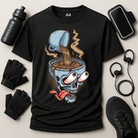 Funny Coffee Lover Addict Skull Cooling Performance Crew T-Shirt