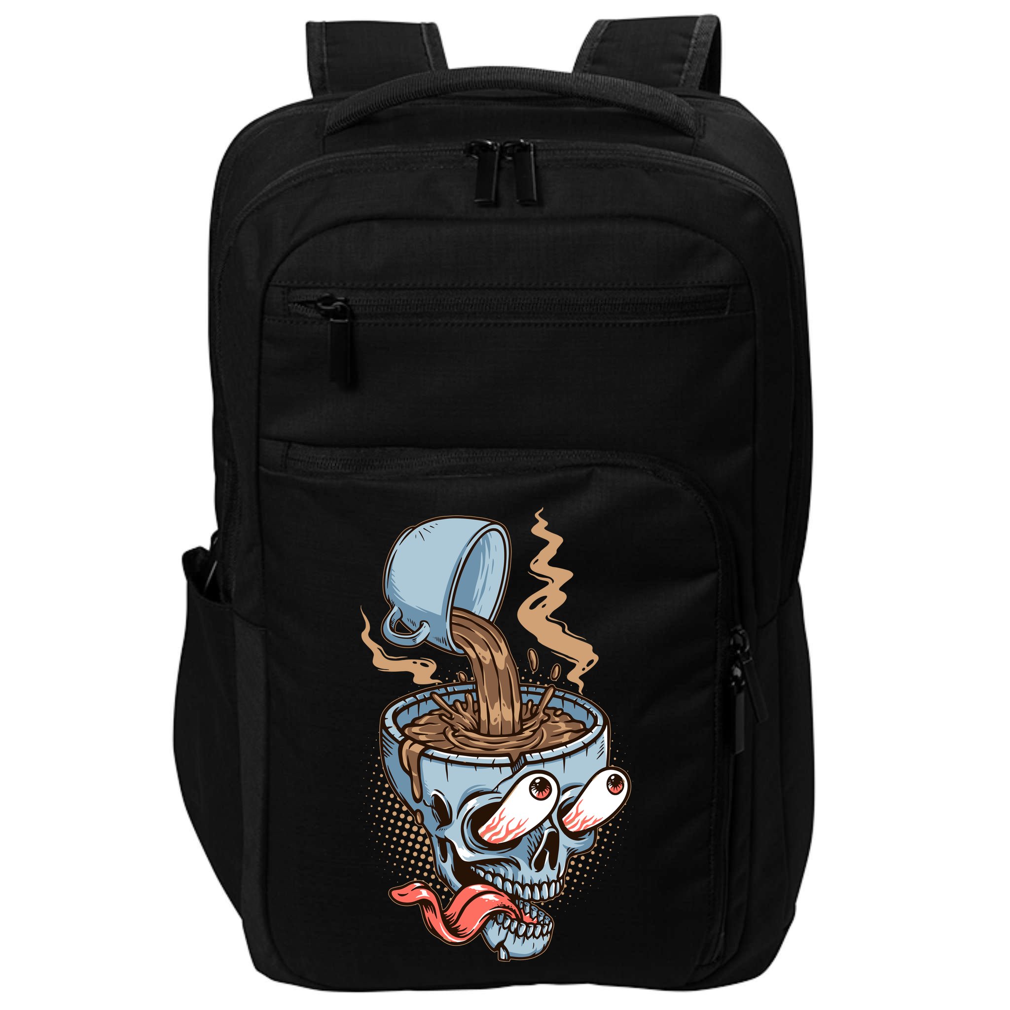 Funny Coffee Lover Addict Skull Impact Tech Backpack