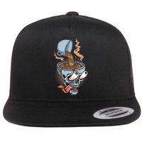 Funny Coffee Lover Addict Skull Flatbill Hat
