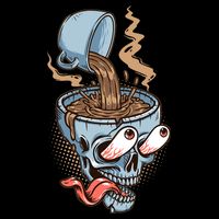 Funny Coffee Lover Addict Skull Flatbill Hat