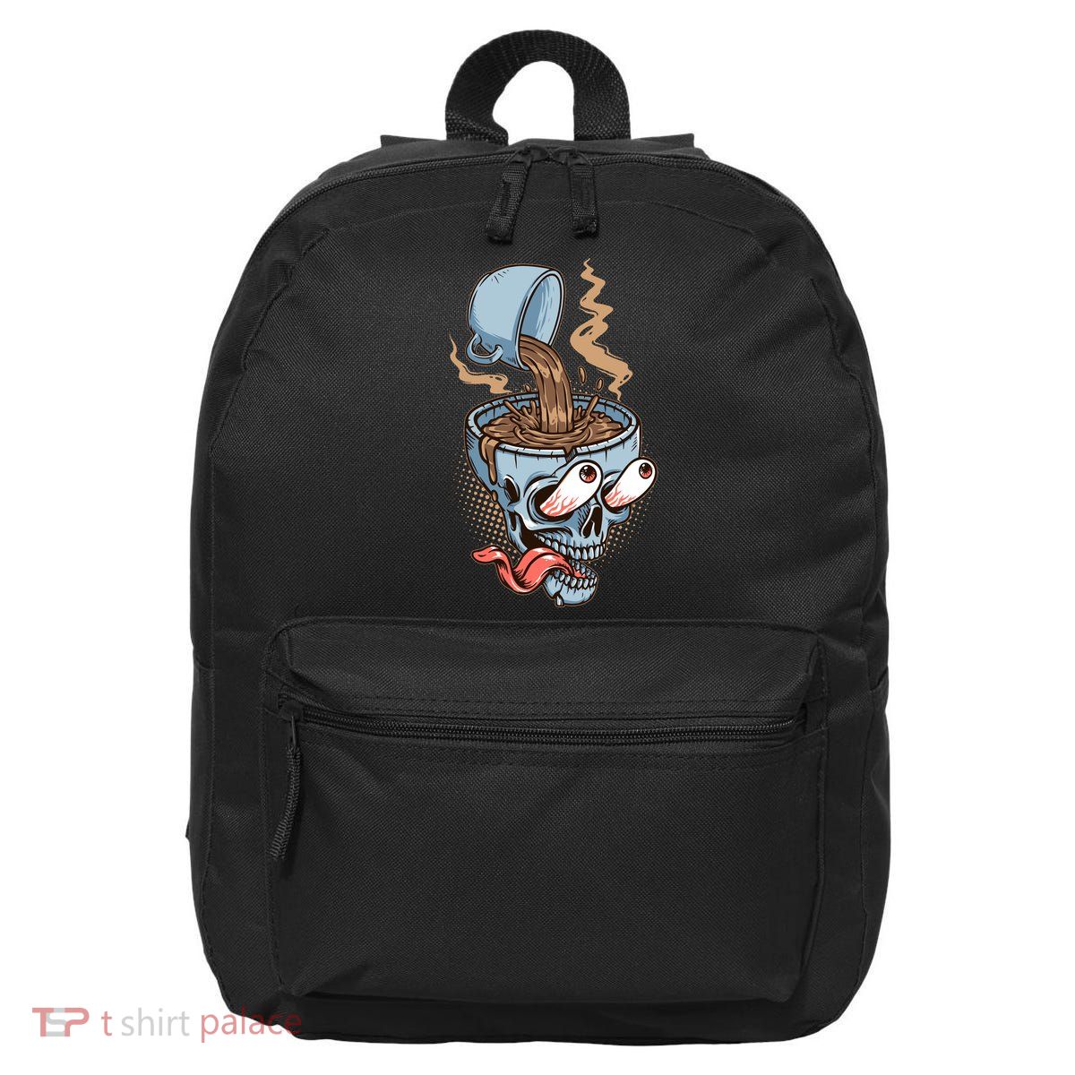 Funny Coffee Lover Addict Skull 16 in Basic Backpack