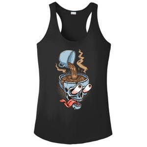 Funny Coffee Lover Addict Skull Ladies PosiCharge Competitor Racerback Tank