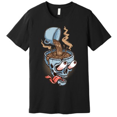 Funny Coffee Lover Addict Skull Premium T-Shirt