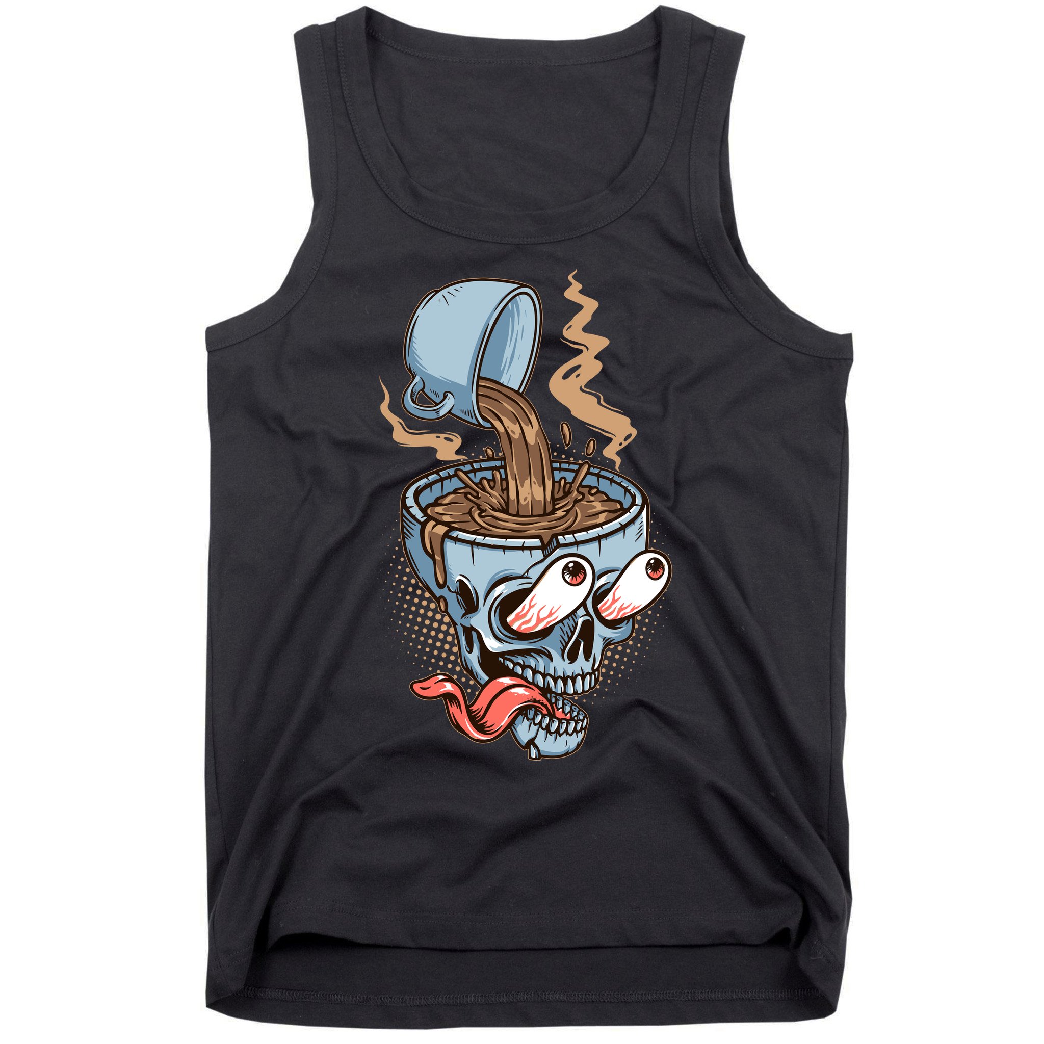 Funny Coffee Lover Addict Skull Tank Top