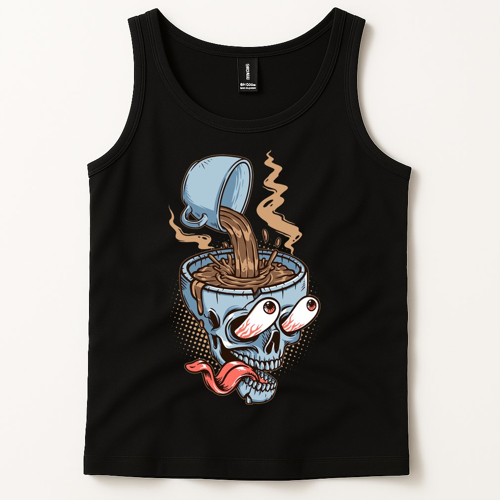 Funny Coffee Lover Addict Skull Tank Top