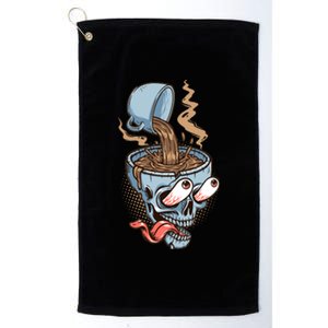 Funny Coffee Lover Addict Skull Platinum Collection Golf Towel