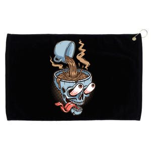 Funny Coffee Lover Addict Skull Grommeted Golf Towel