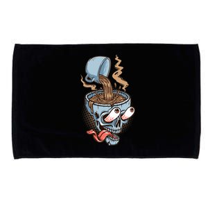 Funny Coffee Lover Addict Skull Microfiber Hand Towel