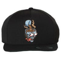 Funny Coffee Lover Addict Skull Wool Snapback Cap