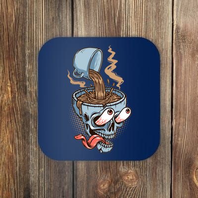 Funny Coffee Lover Addict Skull Coaster