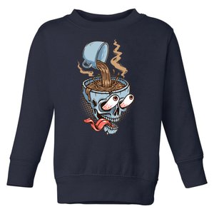 Funny Coffee Lover Addict Skull Toddler Sweatshirt