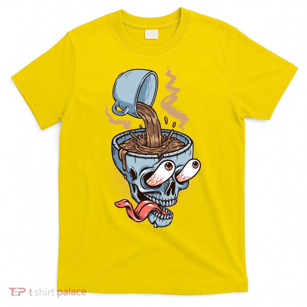 Funny Coffee Lover Addict Skull T-Shirt