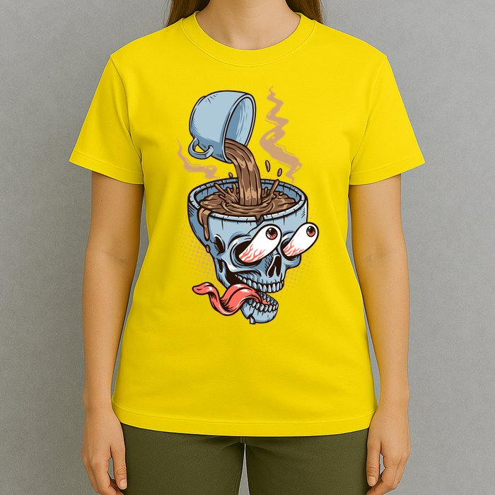 Funny Coffee Lover Addict Skull T-Shirt