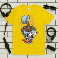 Funny Coffee Lover Addict Skull T-Shirt