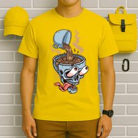 Funny Coffee Lover Addict Skull T-Shirt