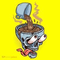 Funny Coffee Lover Addict Skull T-Shirt