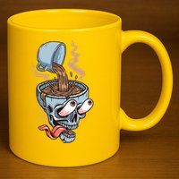 Funny Coffee Lover Addict Skull 11oz C Handle Ceramic Mug