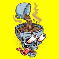 Funny Coffee Lover Addict Skull 11oz C Handle Ceramic Mug