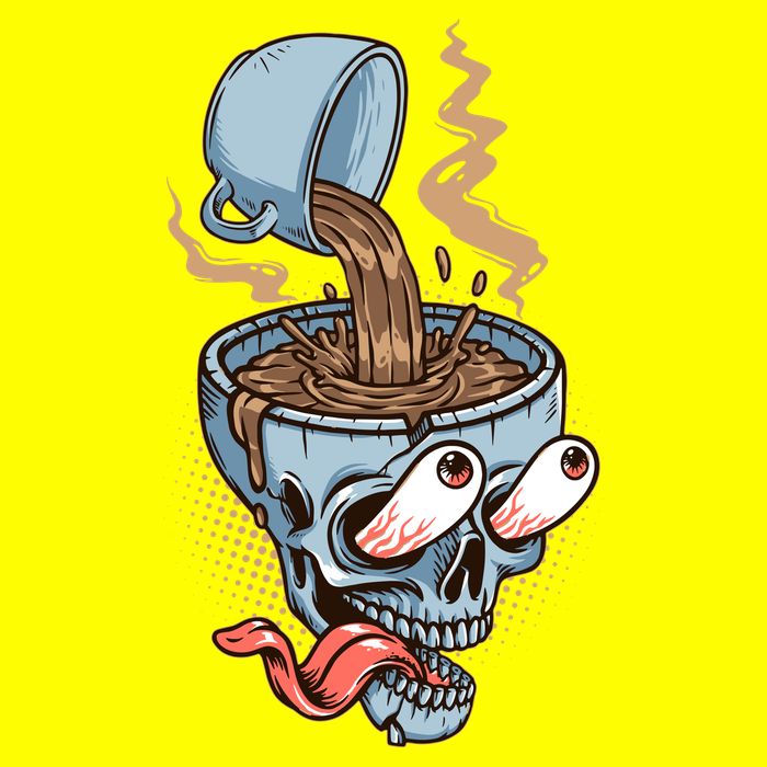 Funny Coffee Lover Addict Skull 11oz C Handle Ceramic Mug