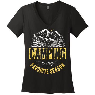Funny Camping Lover Outdoor Camper Camping Favorite Season Women's V-Neck T-Shirt
