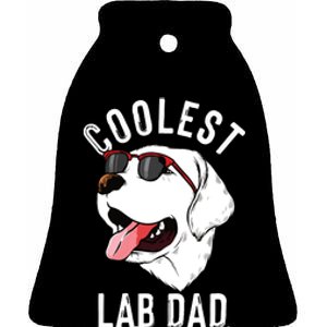 Funny Coolest Lab Dad Gift For White Labrador Dog Lover Men Ceramic Bell Ornament