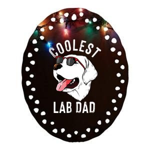 Funny Coolest Lab Dad Gift For White Labrador Dog Lover Men Ceramic Oval Ornament