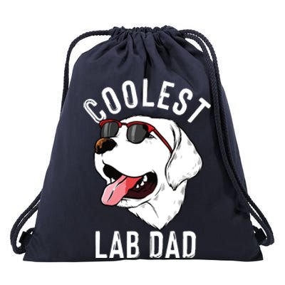 Funny Coolest Lab Dad Gift For White Labrador Dog Lover Men Drawstring Bag