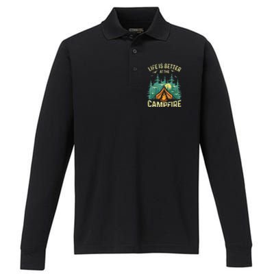 Funny Camping Lover Design For Camping Vacationist Performance Long Sleeve Polo