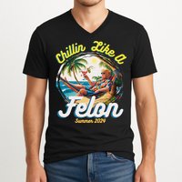 Funny Chillin Like A Felon Summer 2024 2024 Trump Supporter V-Neck T-Shirt