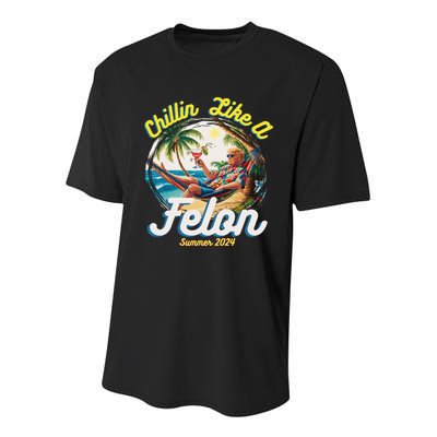 Funny Chillin Like A Felon Summer 2024 2024 Trump Supporter Youth Performance Sprint T-Shirt