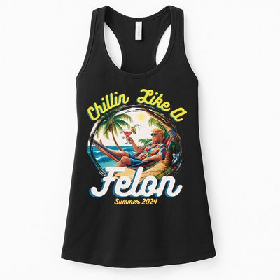 Funny Chillin Like A Felon Summer 2024 2024 Trump Supporter Womens Tank Top