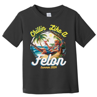 Funny Chillin Like A Felon Summer 2024 2024 Trump Supporter Toddler T-Shirt