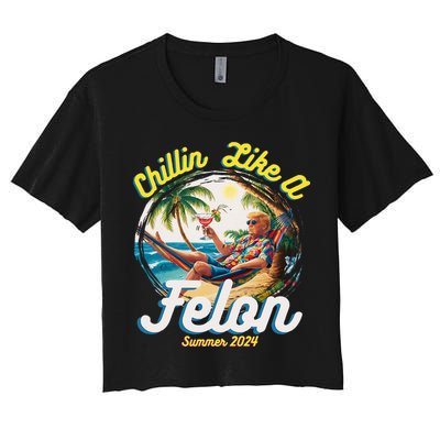 Funny Chillin Like A Felon Summer 2024 2024 Trump Supporter Crop Top