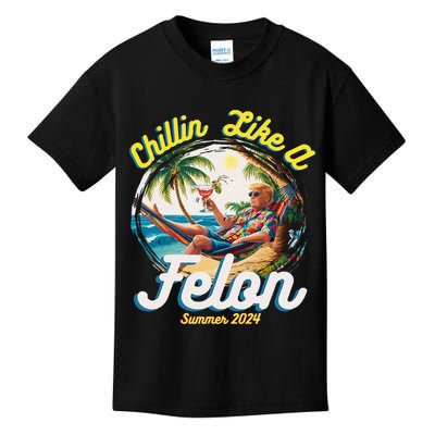 Funny Chillin Like A Felon Summer 2024 2024 Trump Supporter Kids T-Shirt
