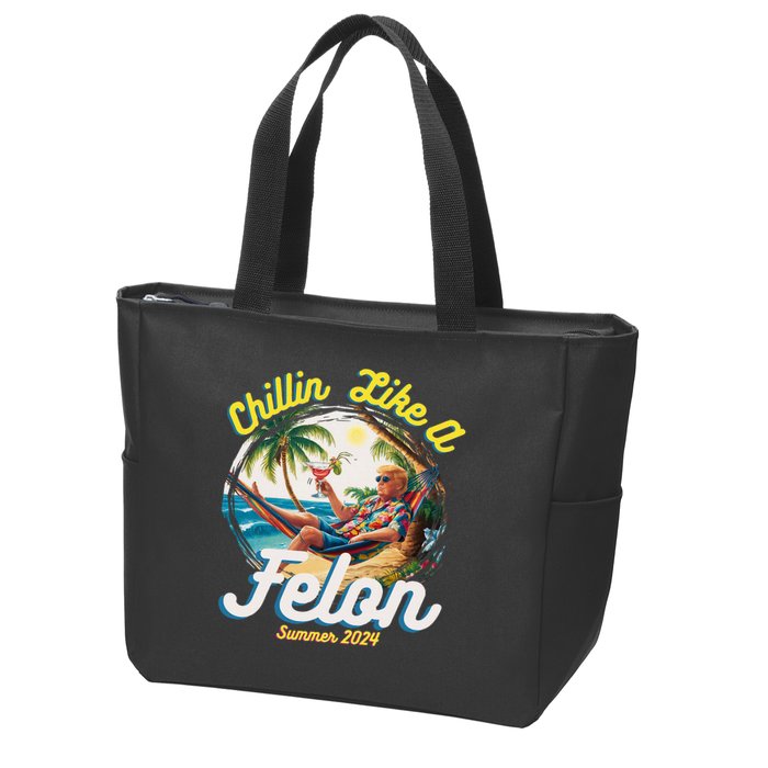 Funny Chillin Like A Felon Summer 2024 2024 Trump Supporter Zip Tote Bag