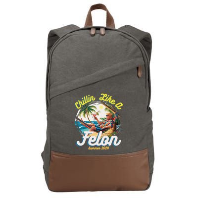 Funny Chillin Like A Felon Summer 2024 2024 Trump Supporter Cotton Canvas Backpack