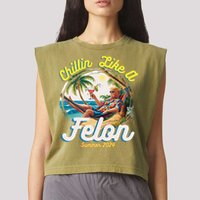 Funny Chillin Like A Felon Summer 2024 2024 Trump Supporter Garment-Dyed Women's Muscle Tee