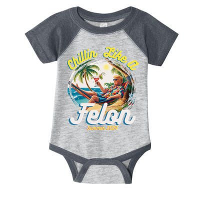 Funny Chillin Like A Felon Summer 2024 2024 Trump Supporter Infant Baby Jersey Bodysuit