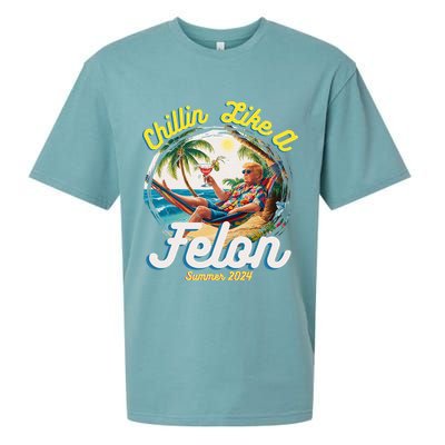 Funny Chillin Like A Felon Summer 2024 2024 Trump Supporter Sueded Cloud Jersey T-Shirt