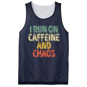 Funny Coffee Lover I Run On Caffeine And Chaos Mesh Reversible Basketball Jersey Tank