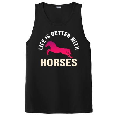 Funny Cute Life Is Better With Horses Horseback Riding Cool Gift PosiCharge Competitor Tank