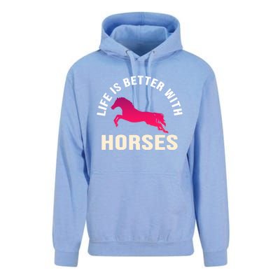 Funny Cute Life Is Better With Horses Horseback Riding Cool Gift Unisex Surf Hoodie