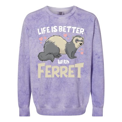 Funny Cute Life Is Better With Ferret Colorblast Crewneck Sweatshirt