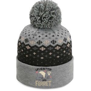 Funny Cute Life Is Better With Ferret The Baniff Cuffed Pom Beanie