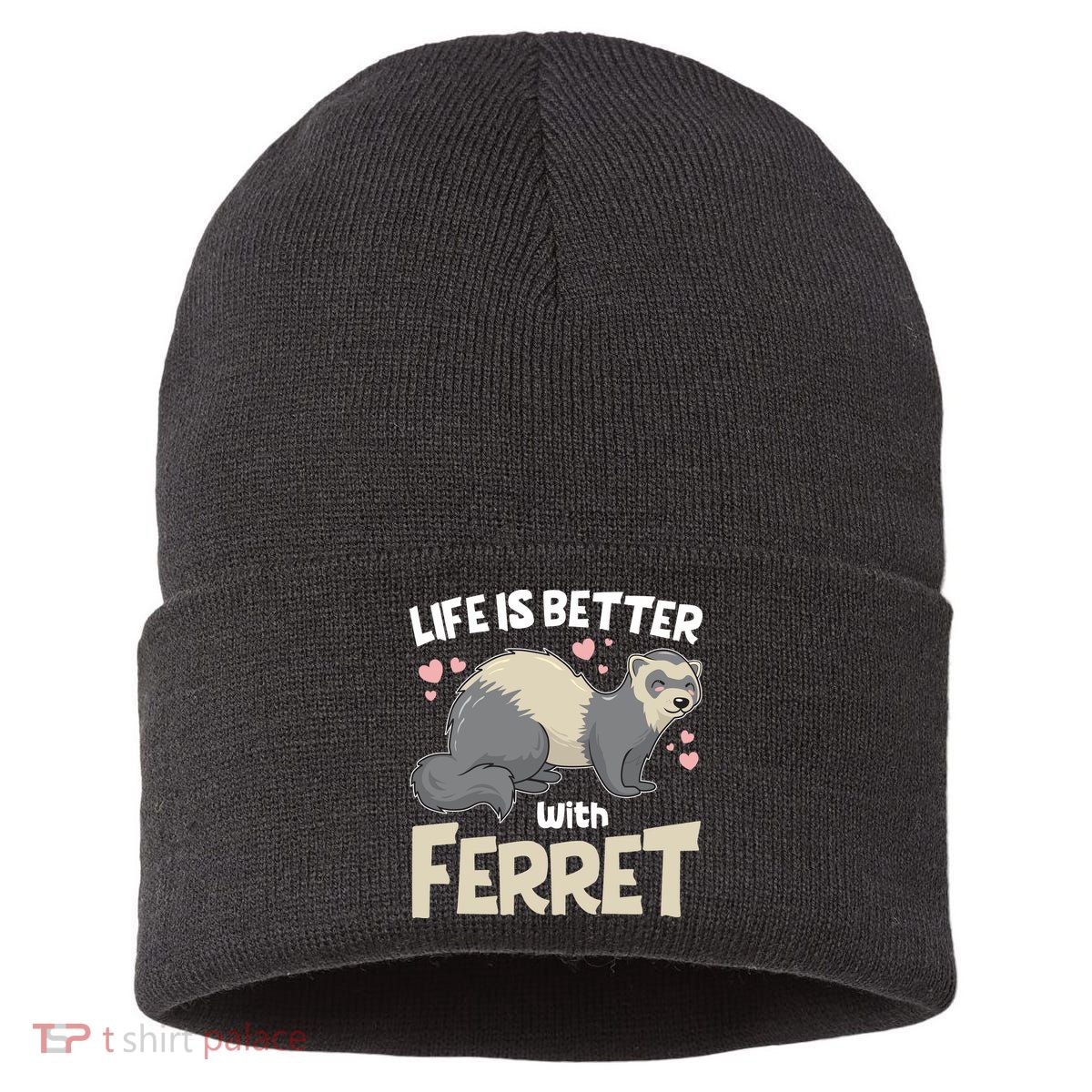 Funny Cute Life Is Better With Ferret Sustainable Knit Beanie